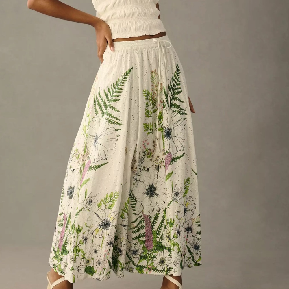 Forever That Girl Eyelet A-Line Floral Skirt from Anthropologie :: medium